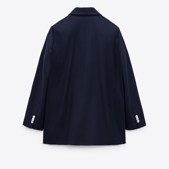 ZARA NAVY BLUE DOUBLE BREASTED BLAZER - Picture 14 of 14